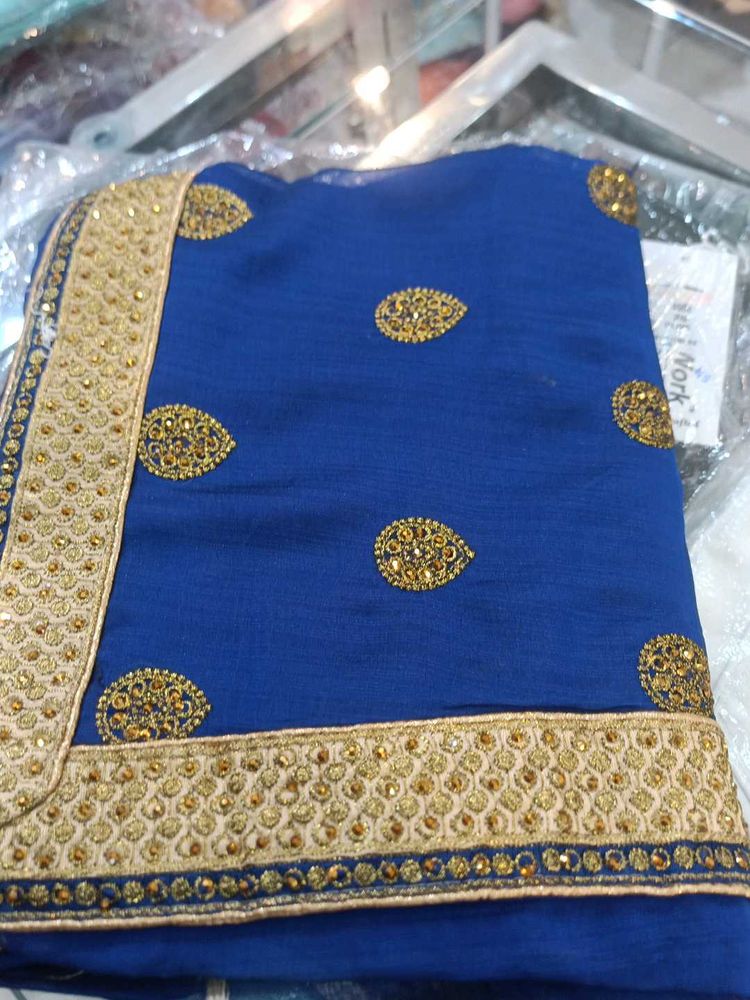 Blue Embellished Saree