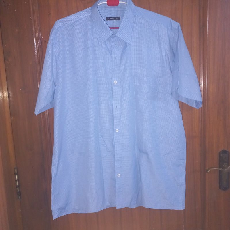 Light Blue Colour Rich Look Half Sleeve Shirt