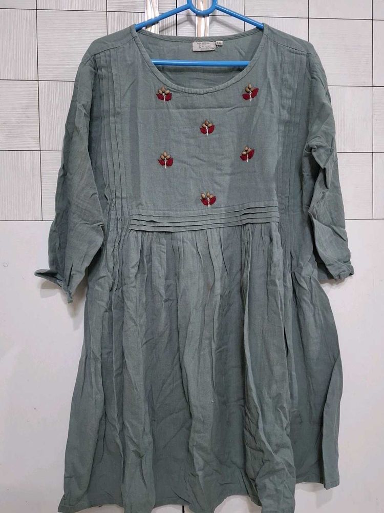 Green Embroidered Dress