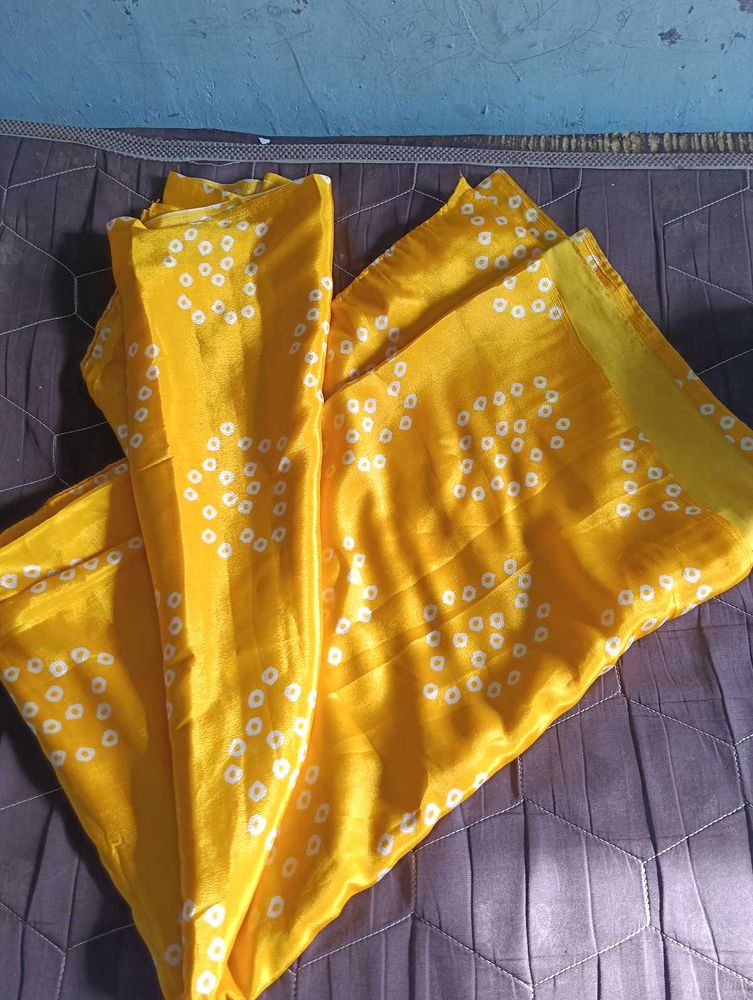 Yellow Polka Dot Saree