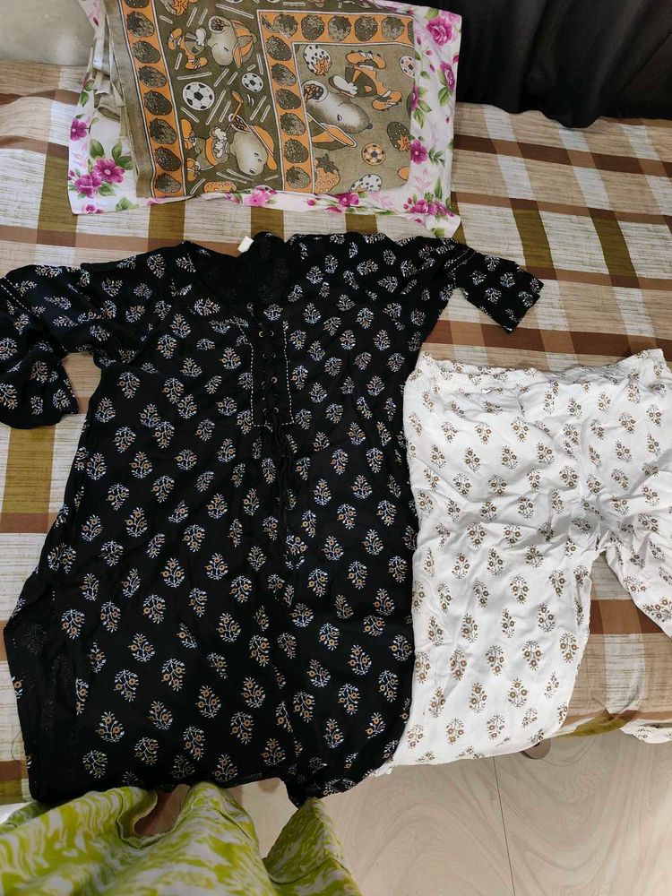 Black And White Kurta Set