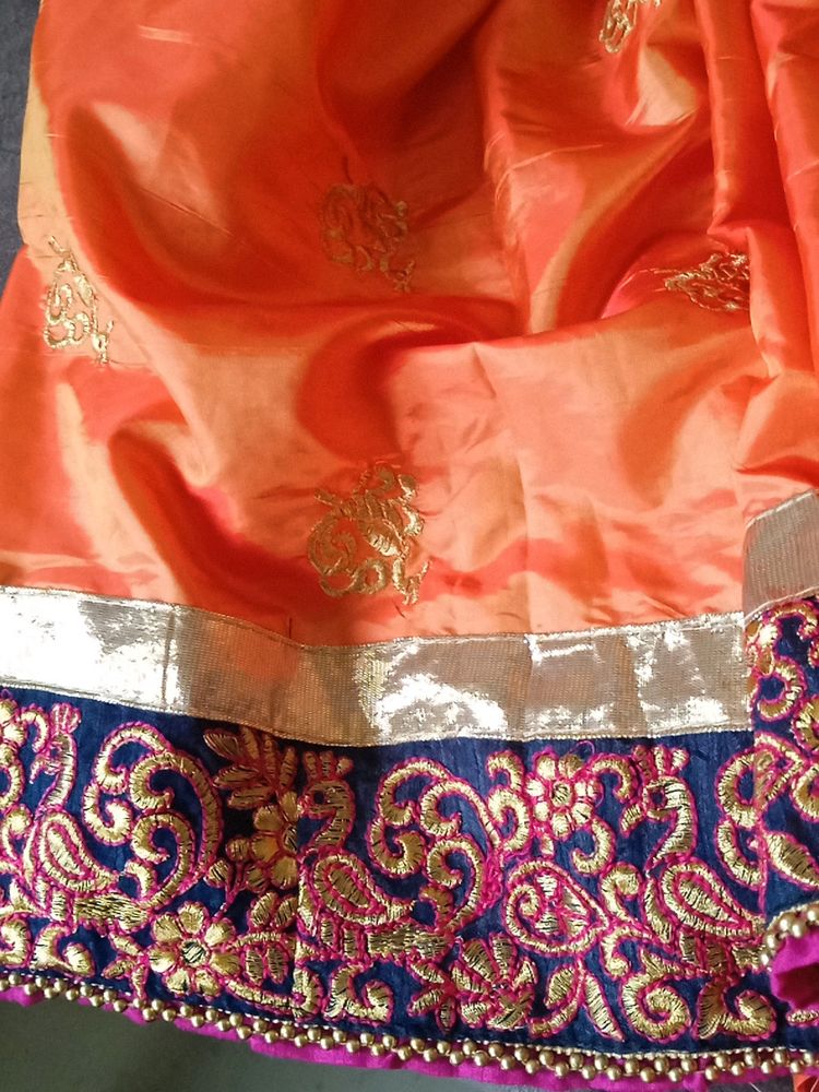 Satin Silk Saree With Woven Border_shimmering