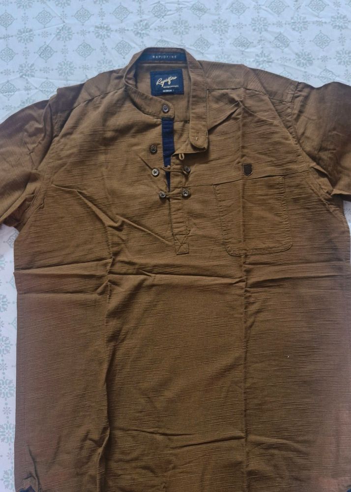 Brown Mens Short Kurta