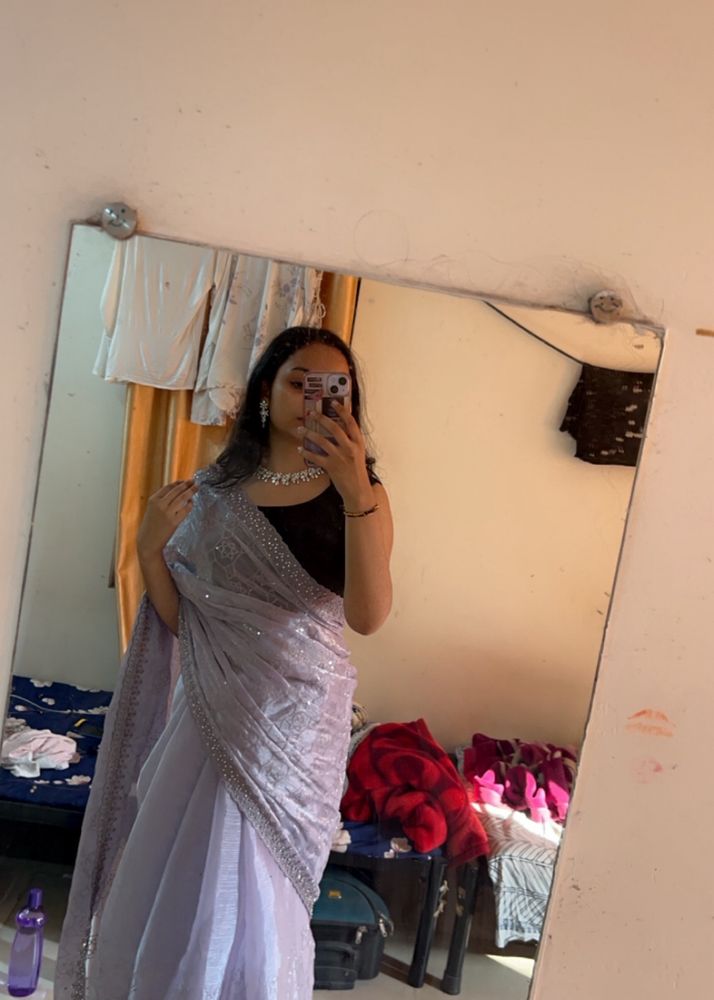 Lavender Shimmer Saree