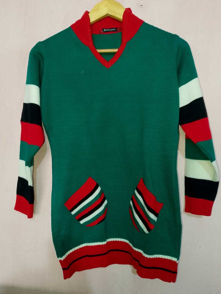Retro Green Pocket Sweater