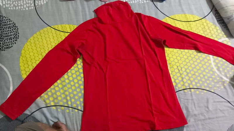 Red Turtleneck Long Sleeve Top