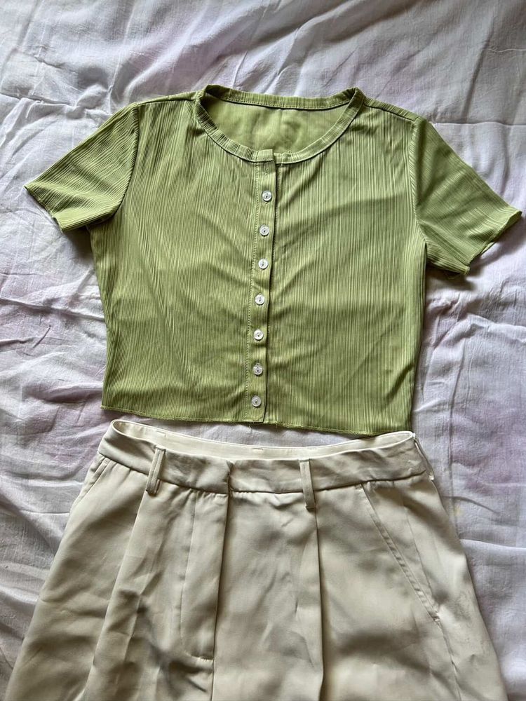 Green Button-Down Top