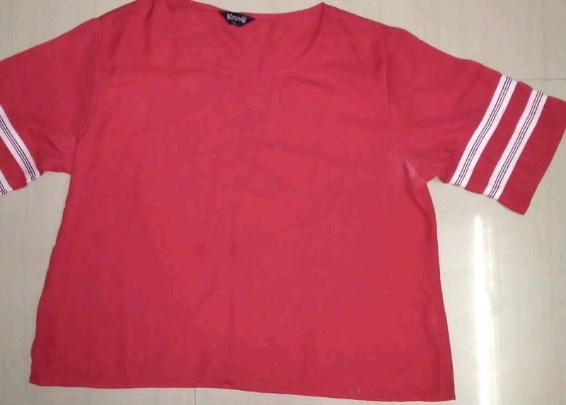 Retro Red Striped Sleeve Tee
