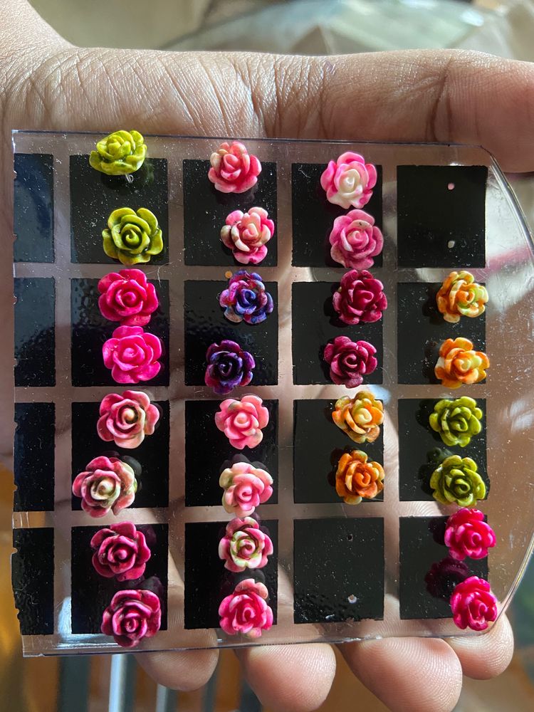 Floral Stud Set Of 14pcs