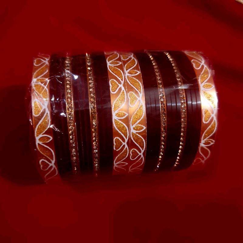 Elegant Brown &amp; Gold Bangle Set