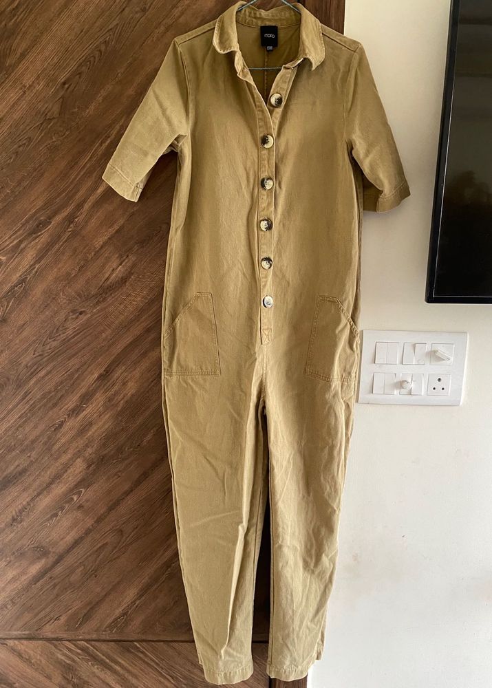 Khaki Denim Jumpsuit