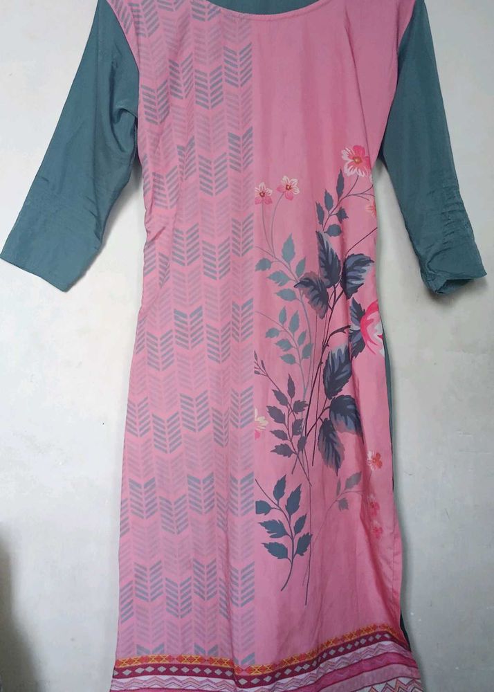 Pink Floral Print Kurta