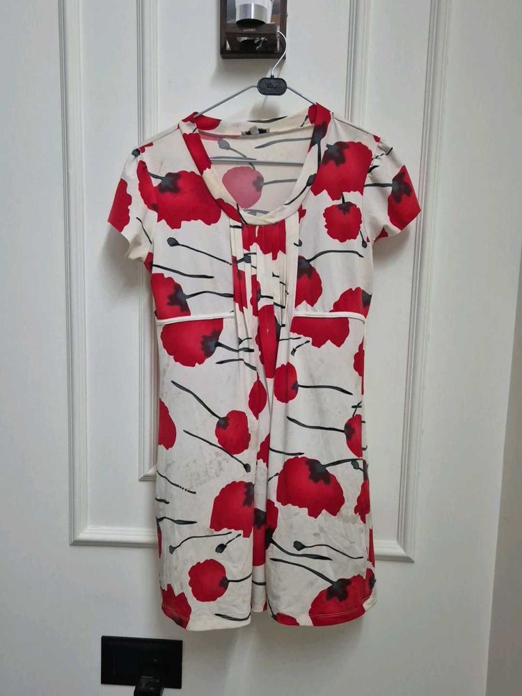 Long Top Red And Offwhite