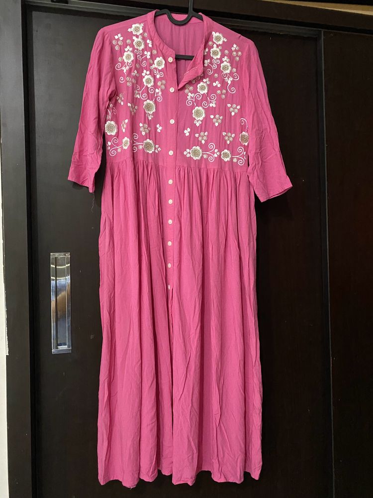 Ethnic Gown Rose Pink Colour