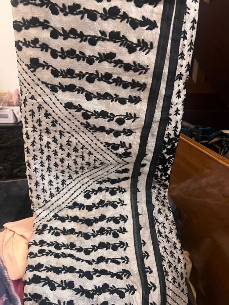 Hand Embroidered silk Dupatta