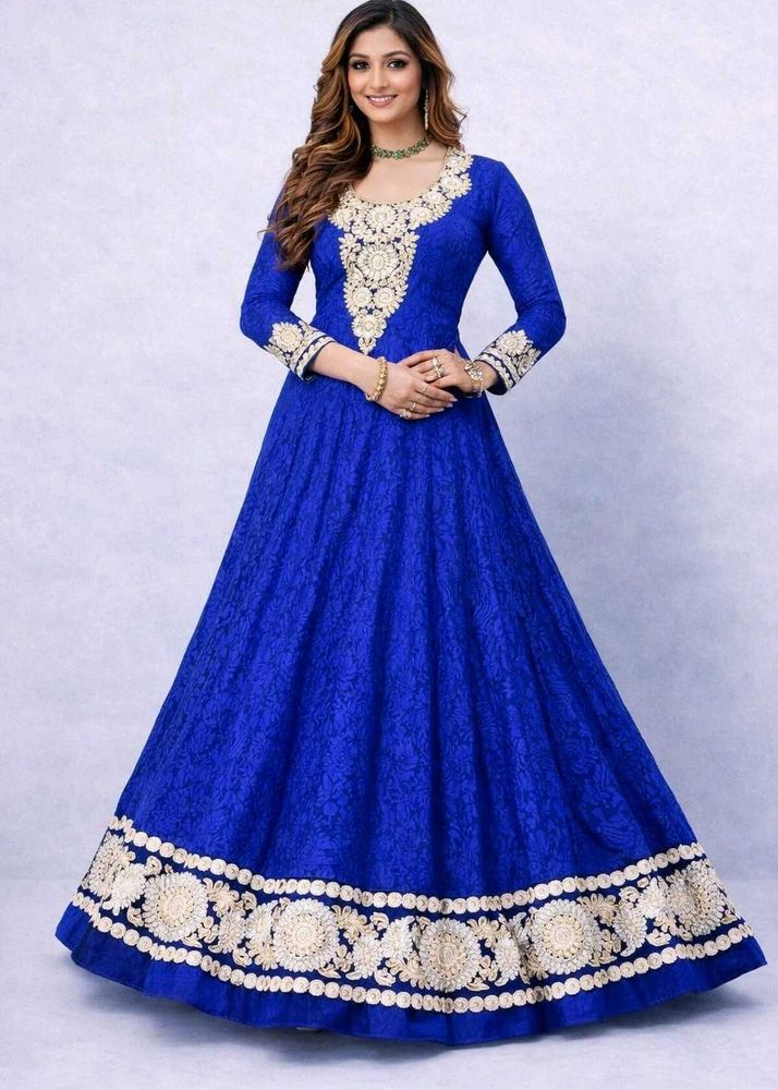 Elegant Blue Embroidered Anarkali
