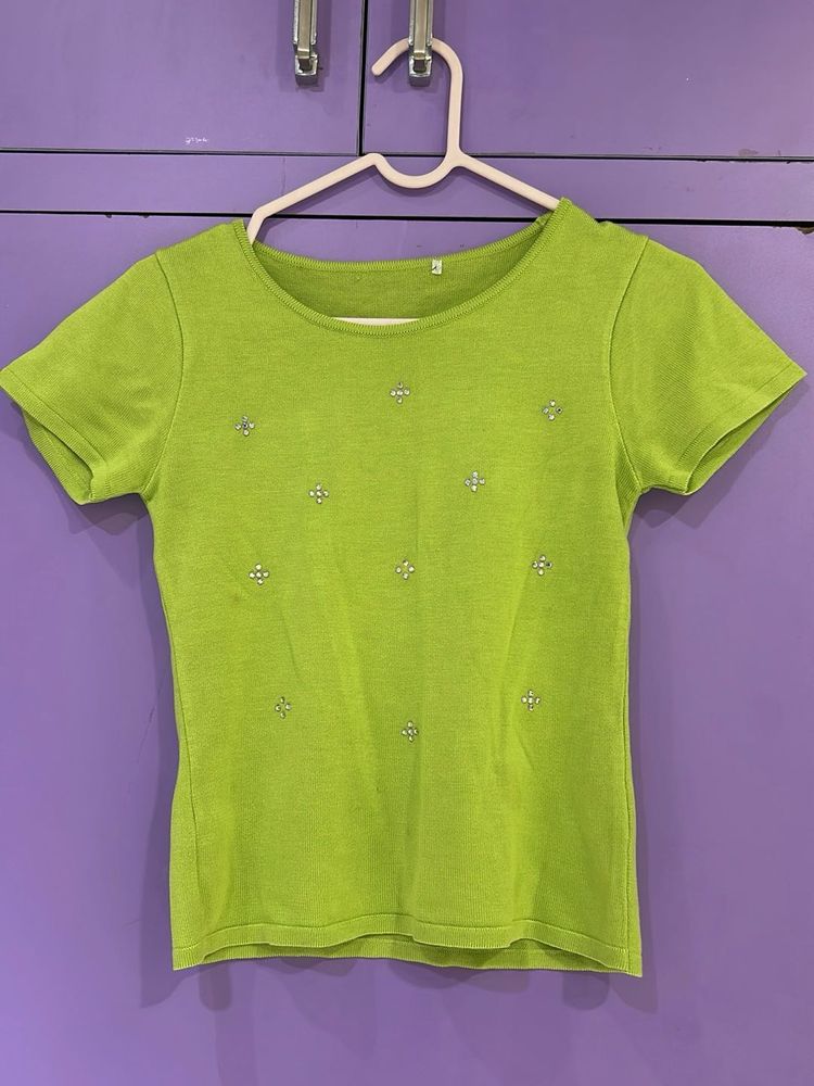 Green Embellished Top