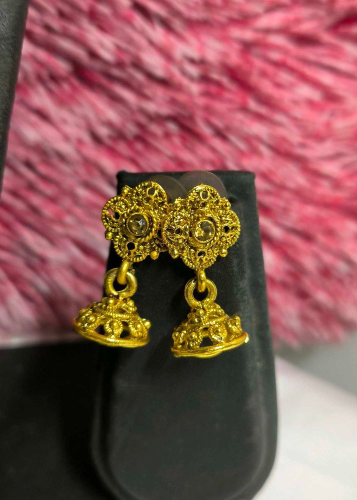 Golden Jhumka Earrings