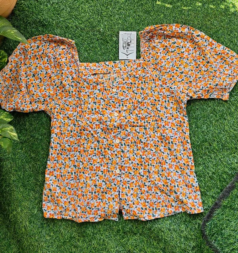 Floral Puff Sleeve Top