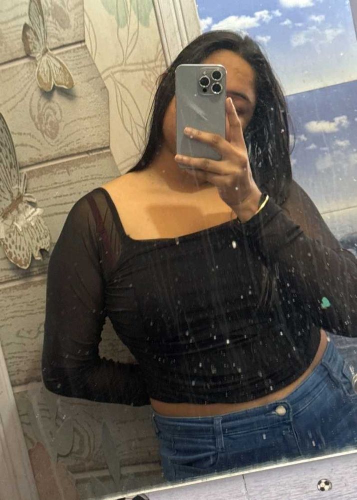 Sheer Black Long Sleeve Top