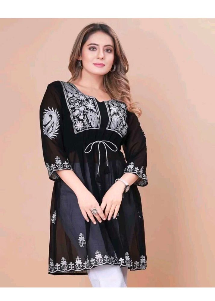 Black Chikankari Kurti