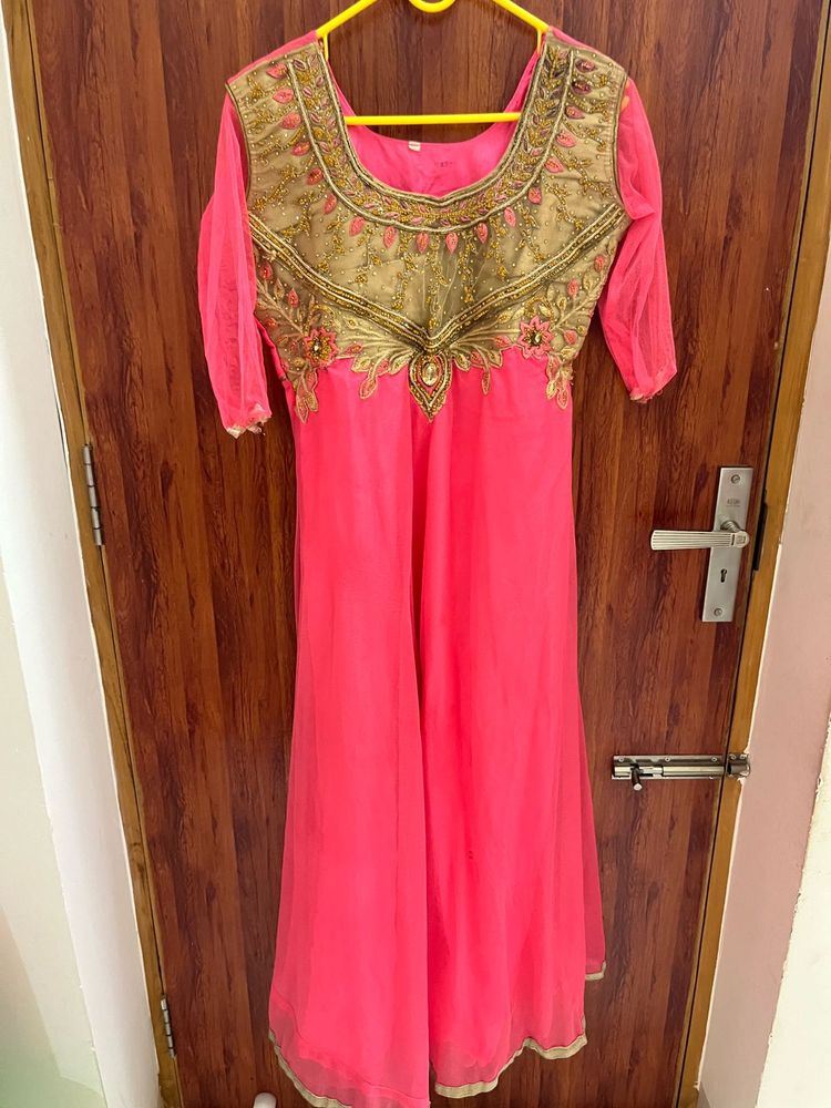 Pink &amp; Gold Embroidered gown