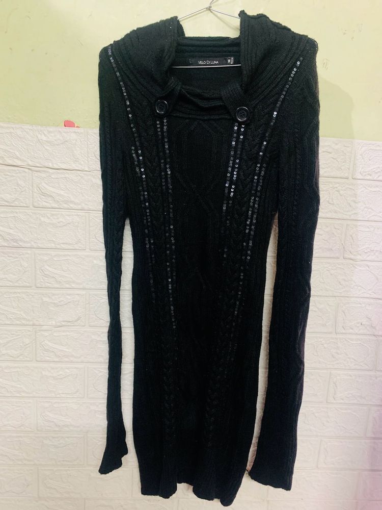 Chic Black Knit Sweater Dress