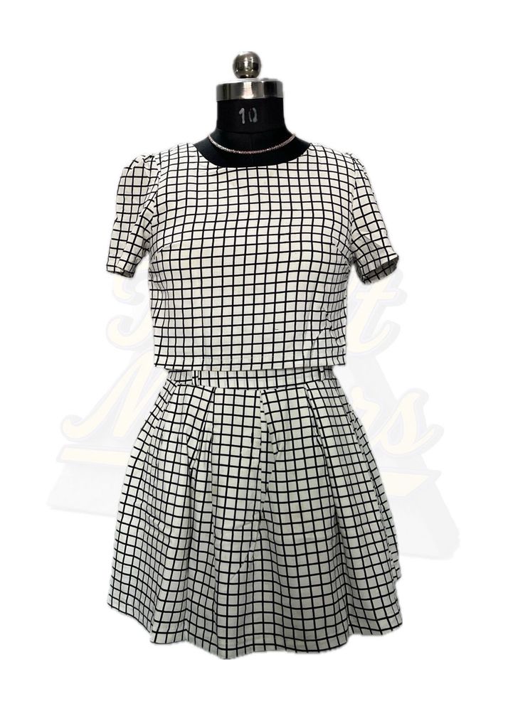 White And Black Check Midi Dress