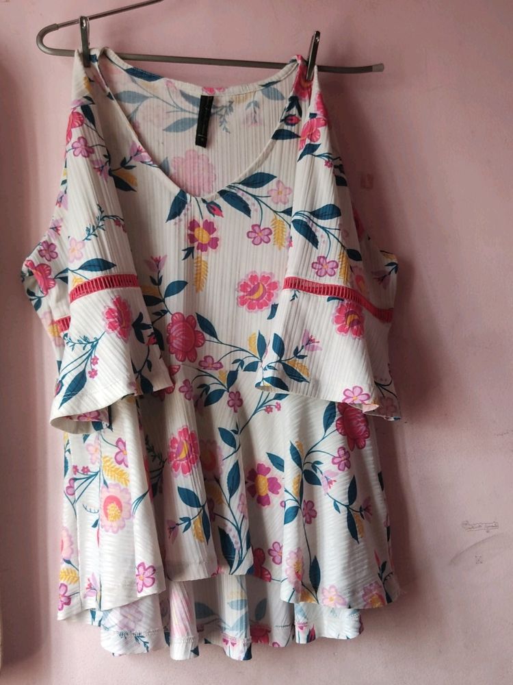 Off White Deep V Neck Top