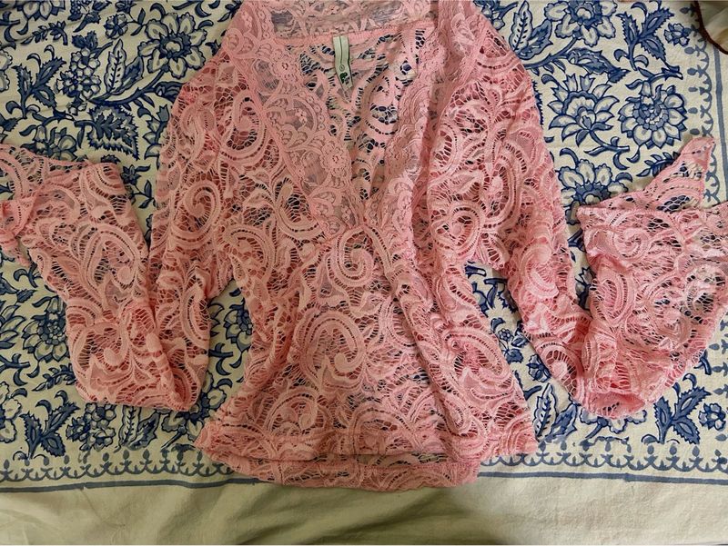 ⋆ ˚｡🌸⋆ ˚｡ Pink Lace V-Neck Top