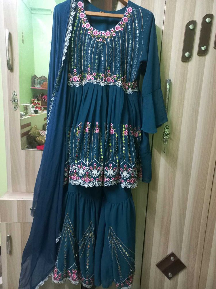 Blue Sharara Set