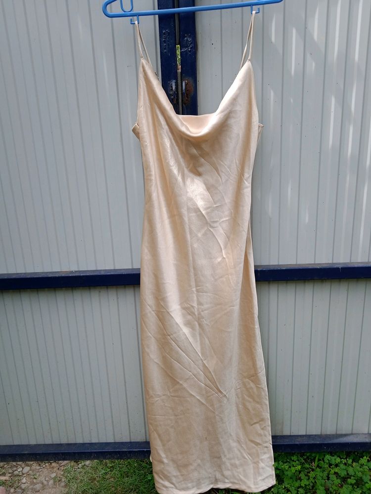 Cowl Neck Satin Dress