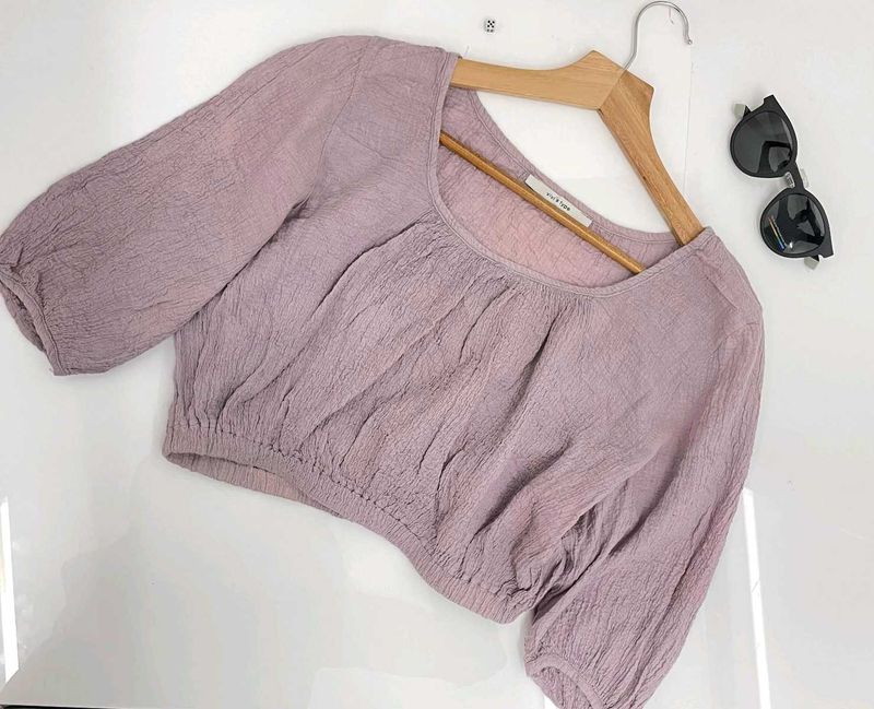 Lilac Crinkle Crop Top