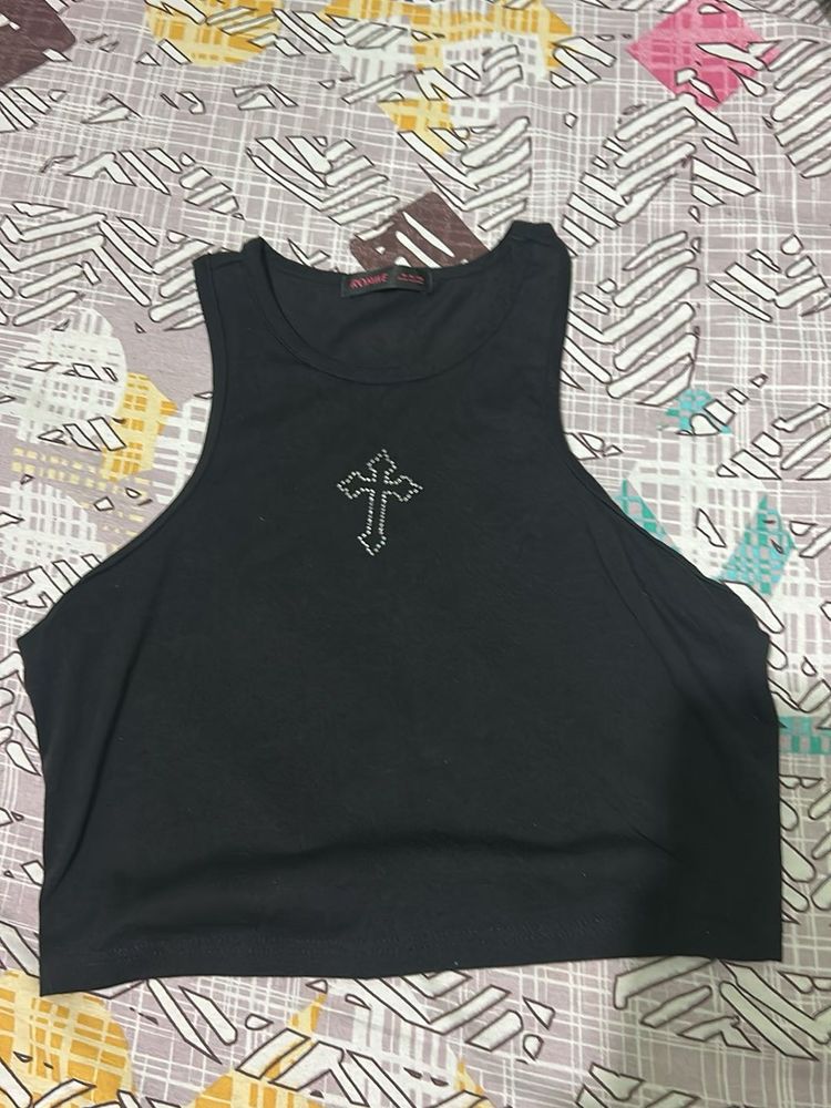 Black Crop Tank Top