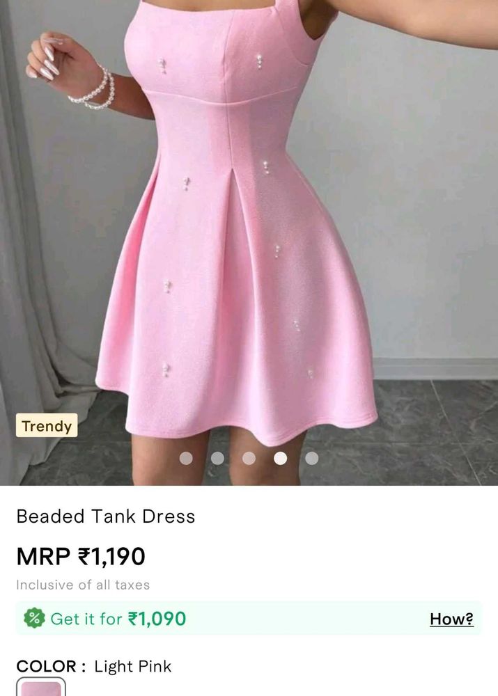Pink Beaded Tank Dress (Size S)
