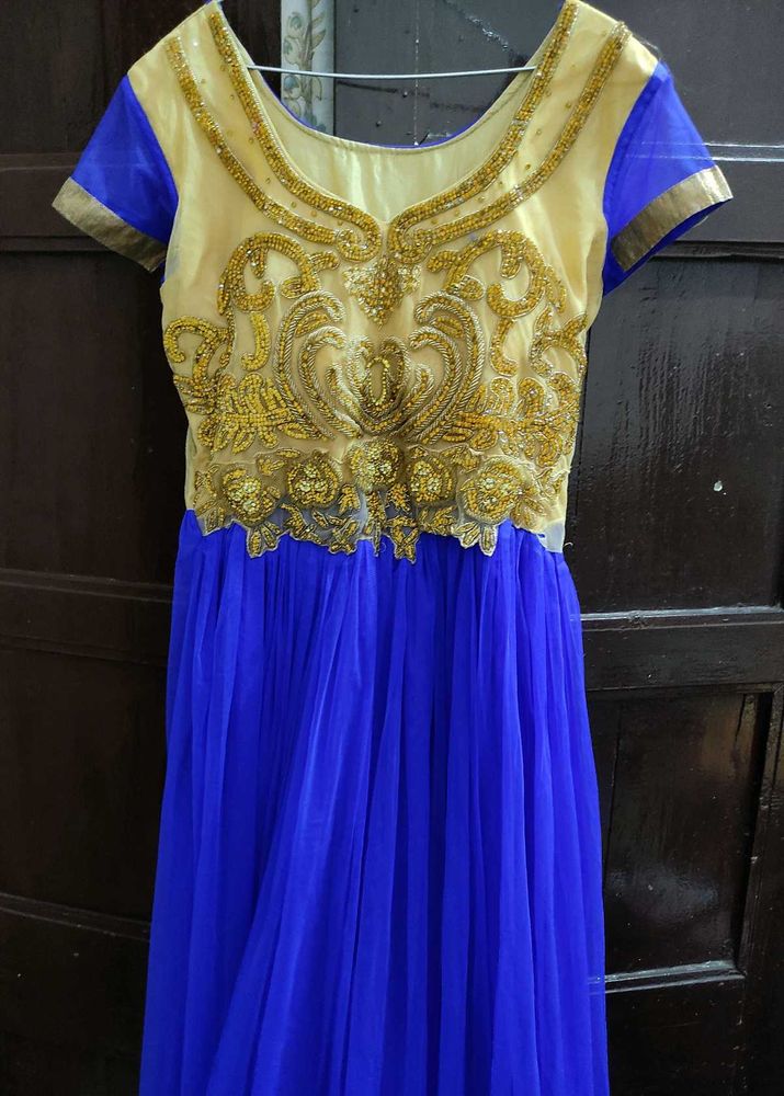 Blue &amp; Gold Embellished Dress