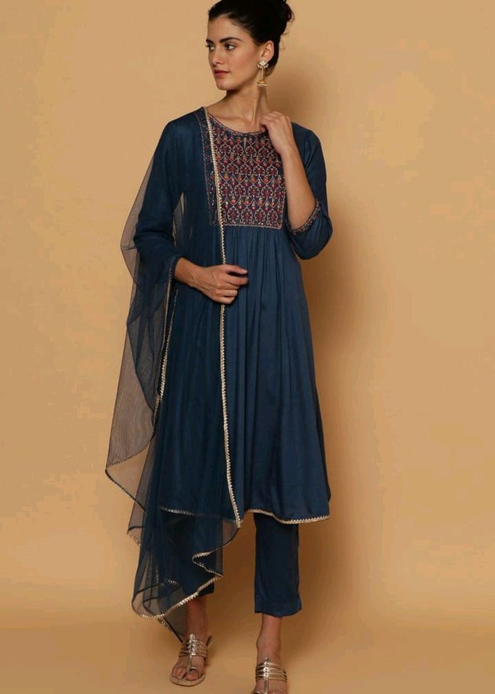 Biba A-line Kurti Set With Yoke Work