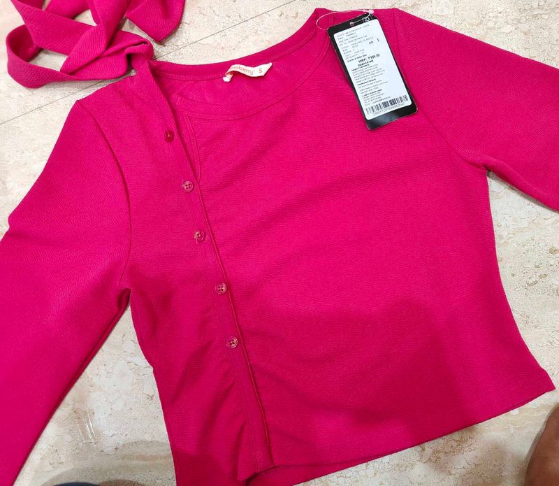 Pink Button-Up Long Sleeve Top