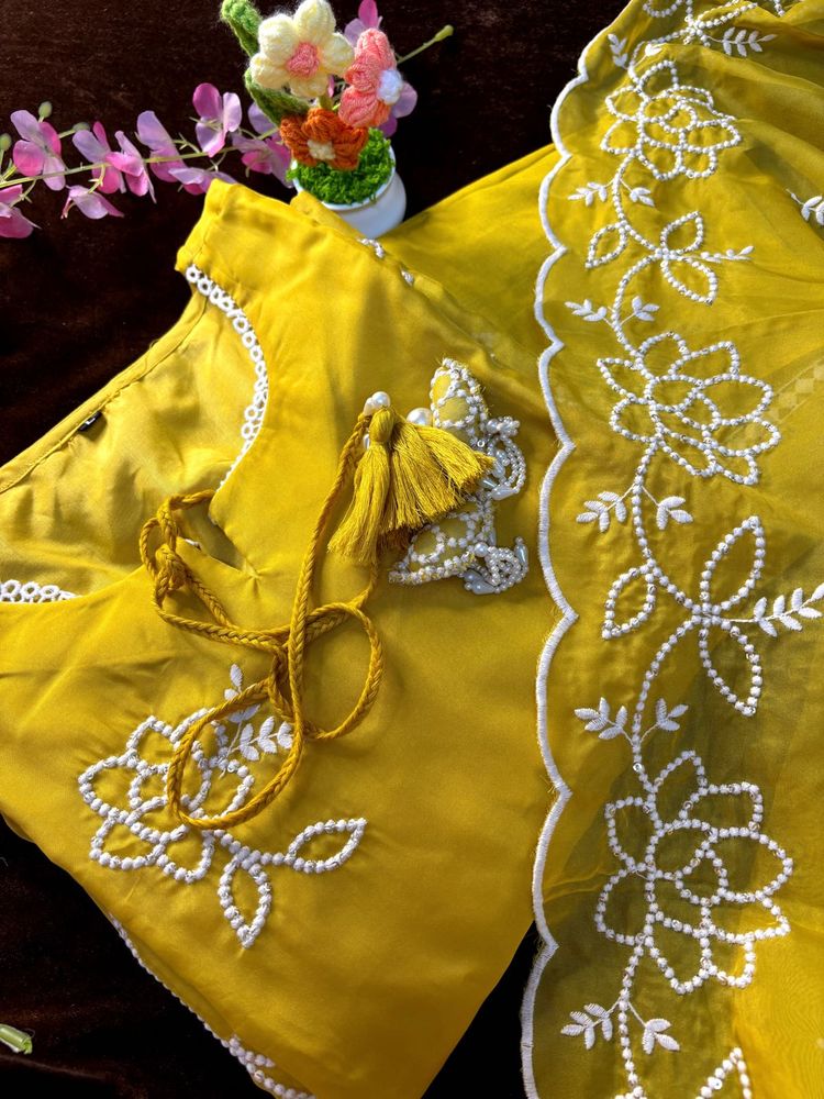 Elegant Yellow Embroidered Suit Set