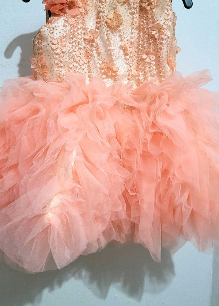 Peach Flower Girl Dress