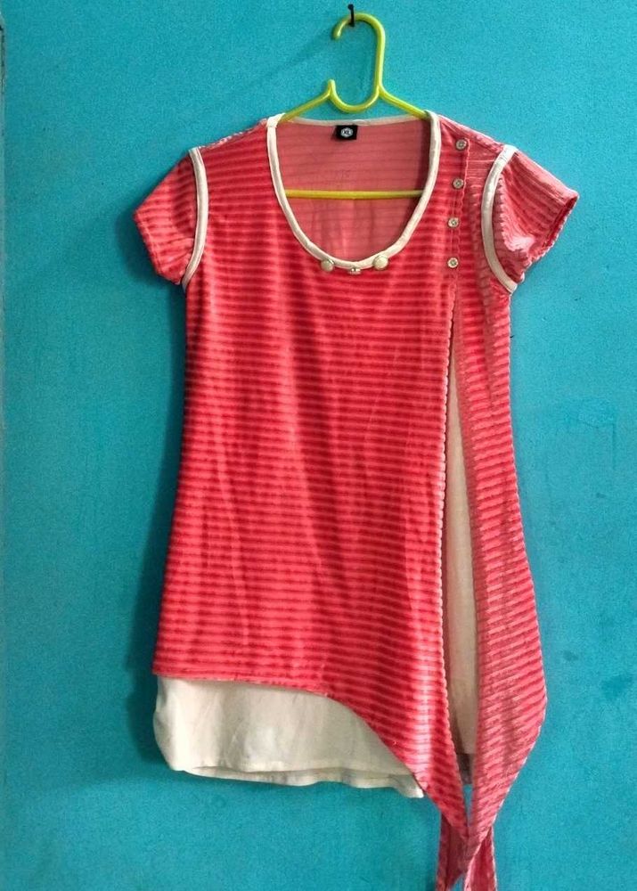 Striped Tunic Top/ Velvet Knot Style Top