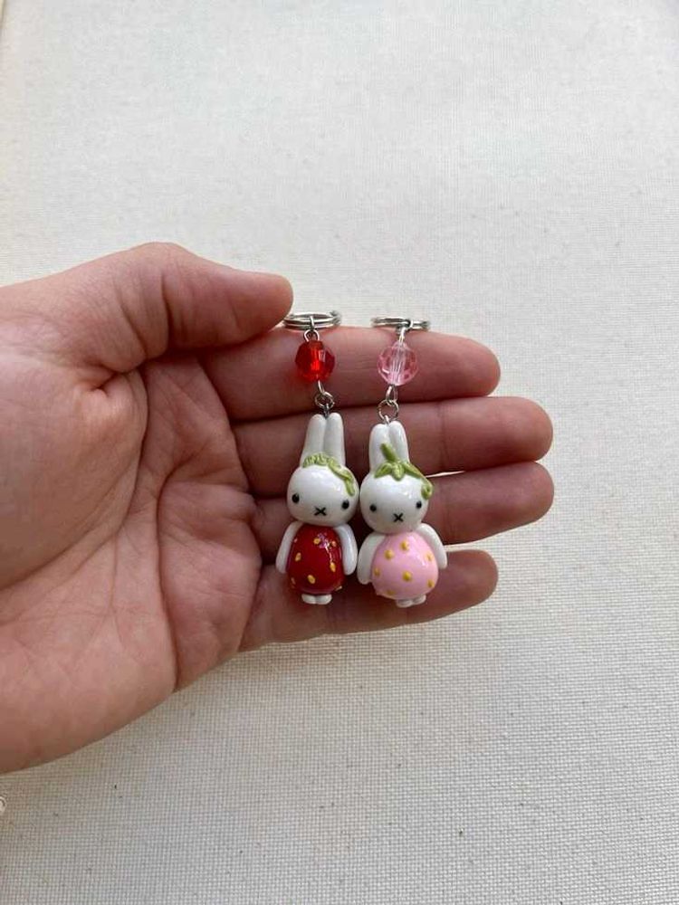 Miffy Strawberry Charm Keychain Set