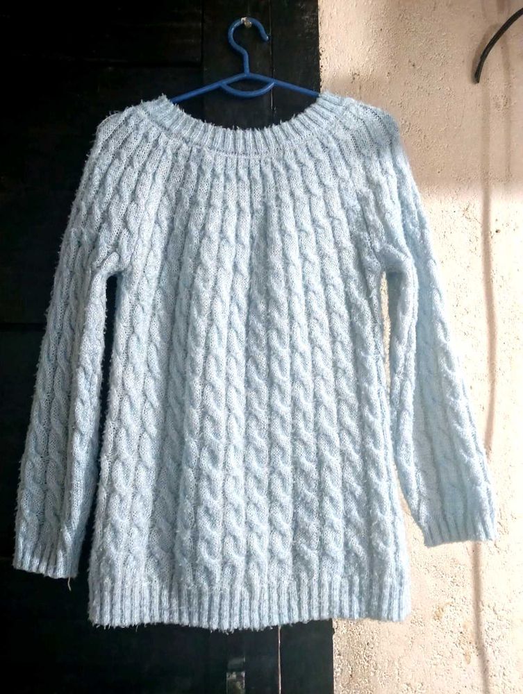 Light Blue Cable Knit Sweater