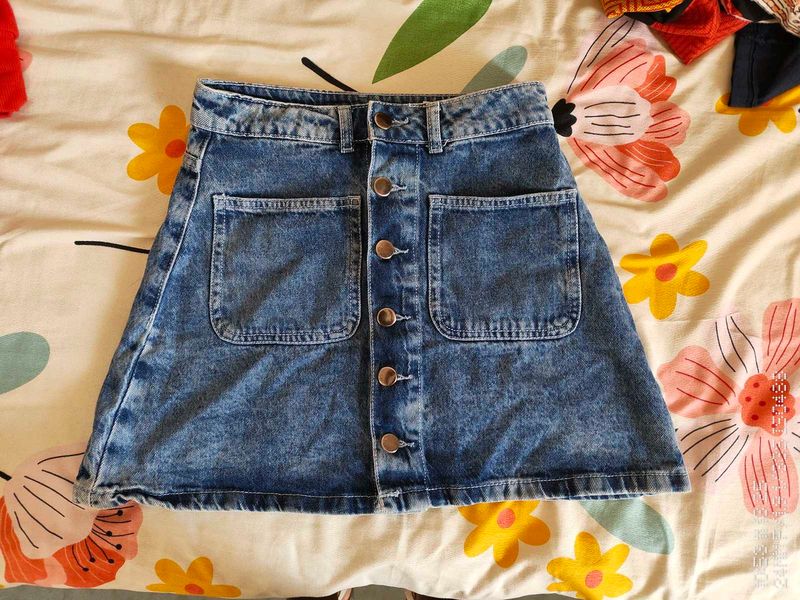 Blue Denim Mini Skirt