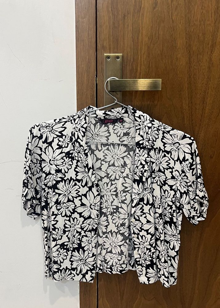 Floral Print Open Front Top