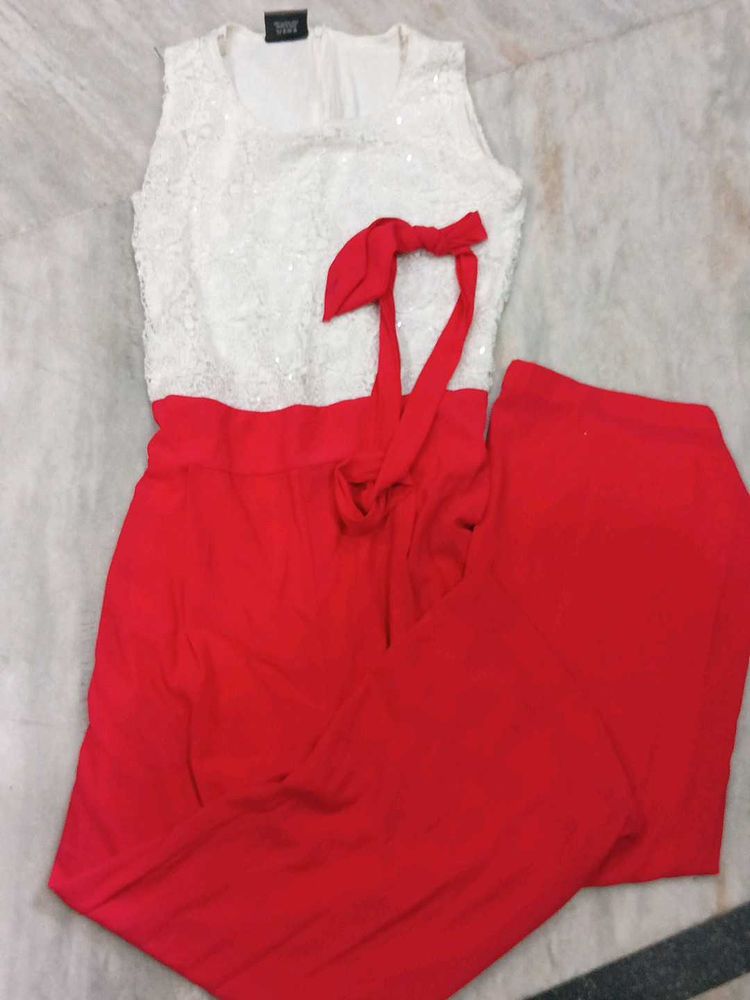 Chic pink  &amp; White Jumpsuit