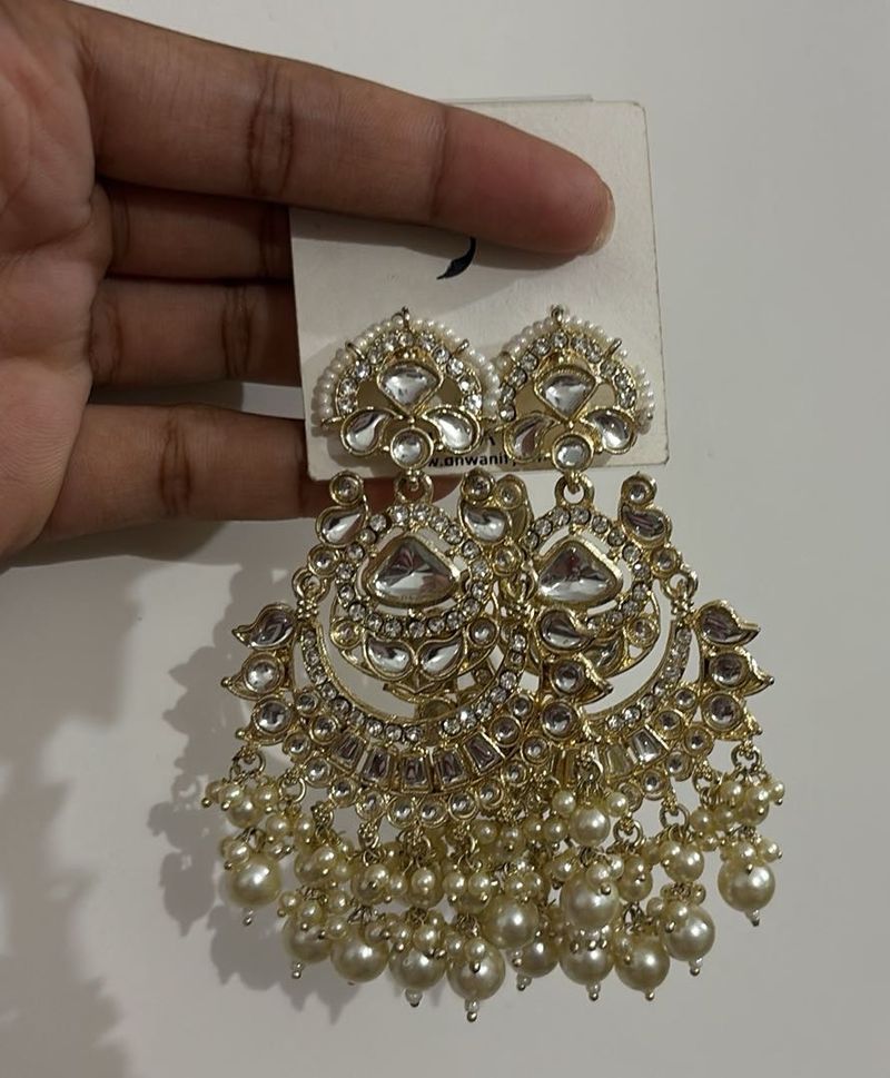 Statement Gold Tone Pearl Drop Earrings