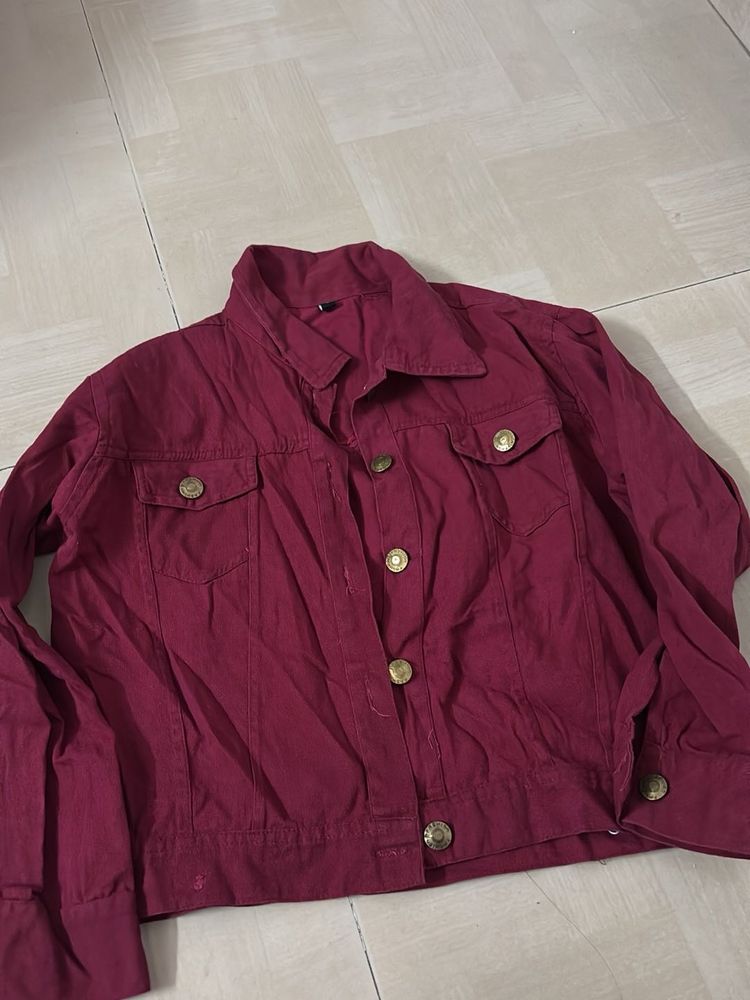 Maroon Denim Jacket