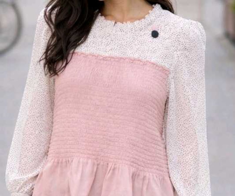 Pretty Pink Smocked Top | Full Sleeves