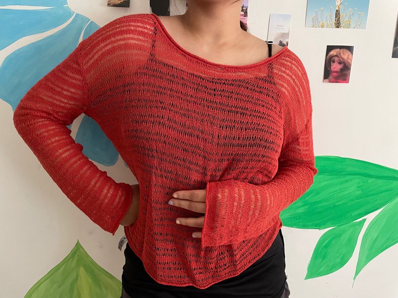 knitted see through pullover